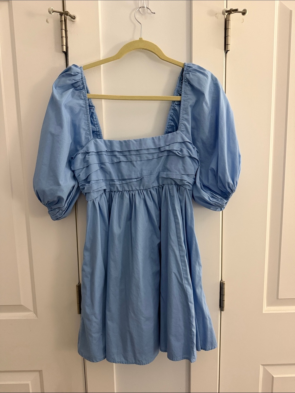 Abercrombie & Fitch Sky Blue Puff-Sleeve Mini Dress